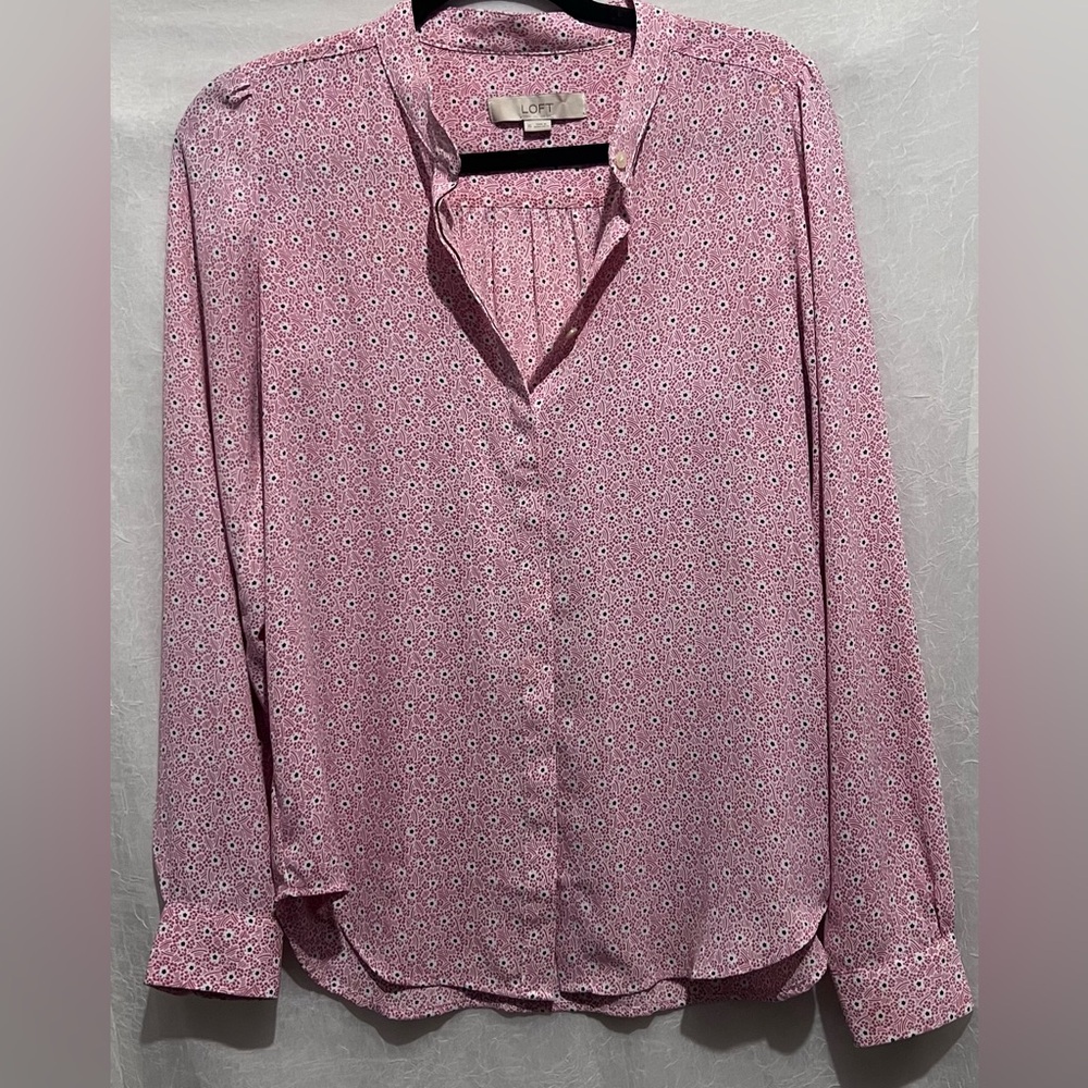 LOFT Pink Patterned Blouse - Picture 2 of 7